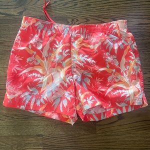 Mens Columbia orange floral board shorts swim trunks L